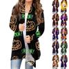 Women's Fashion Casual Halloween Printed Mid-Length Cardigan Jacket