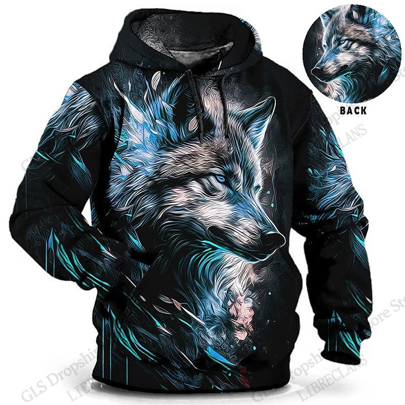Vintage Animal Wolf 3d Graphic Print Hoodies Men Women Fashion Hoodies Sweatshit Unisex Coat Women Sweats Men Clothing Oversized