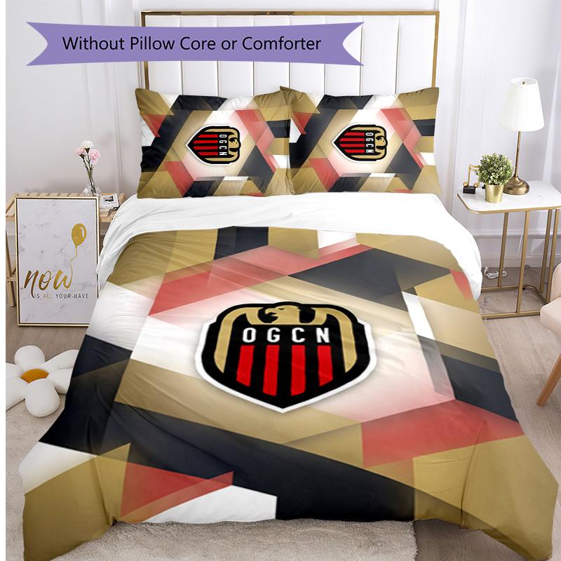 OGC Nice FC Printed 3PCS Bedding Set Breathable Duvet Cover with Pillowcases Decorative Bed Linen for Bedroom Home