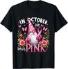 Sale In October We Wear Pink Breast Cancer Awareness Gnome T-Shirt S-5Xl