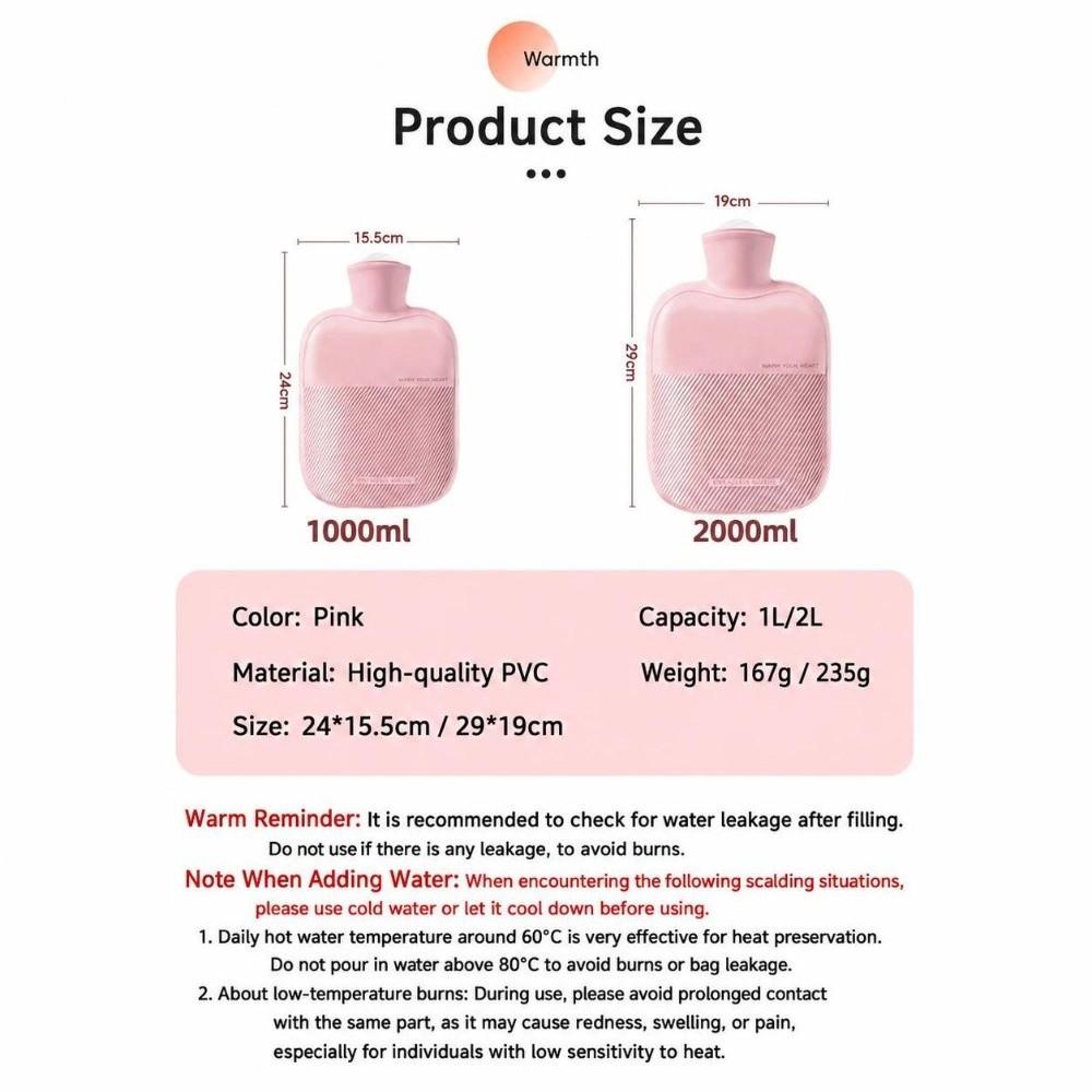 With Removable Faux Rabbit Fur Cover Hot Water Bag 1000/2000ML Hand Warmer  Winter Heating