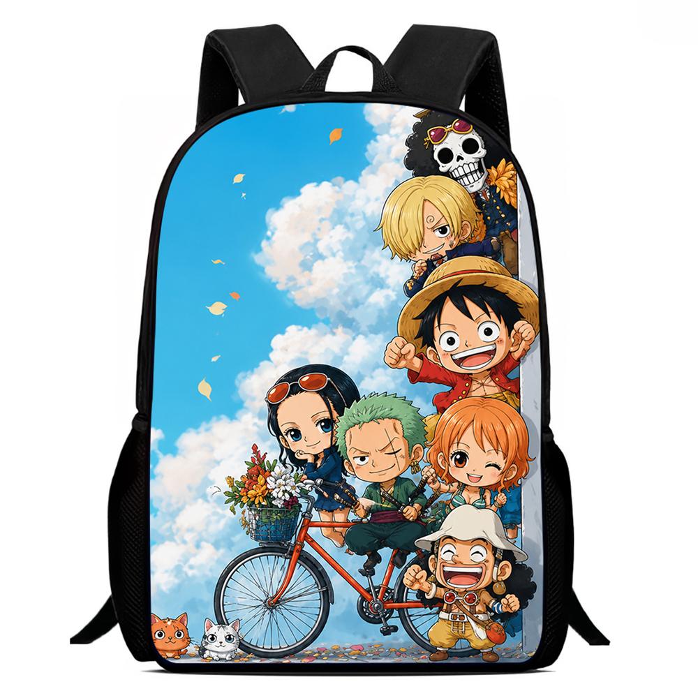 Школьный рюкзак One Piece 15 дюймов Мультяшный школьный рюкзак Большая вместимость Прочный Легкий Регулируемый ремень Для детей от 6 до 10 лет