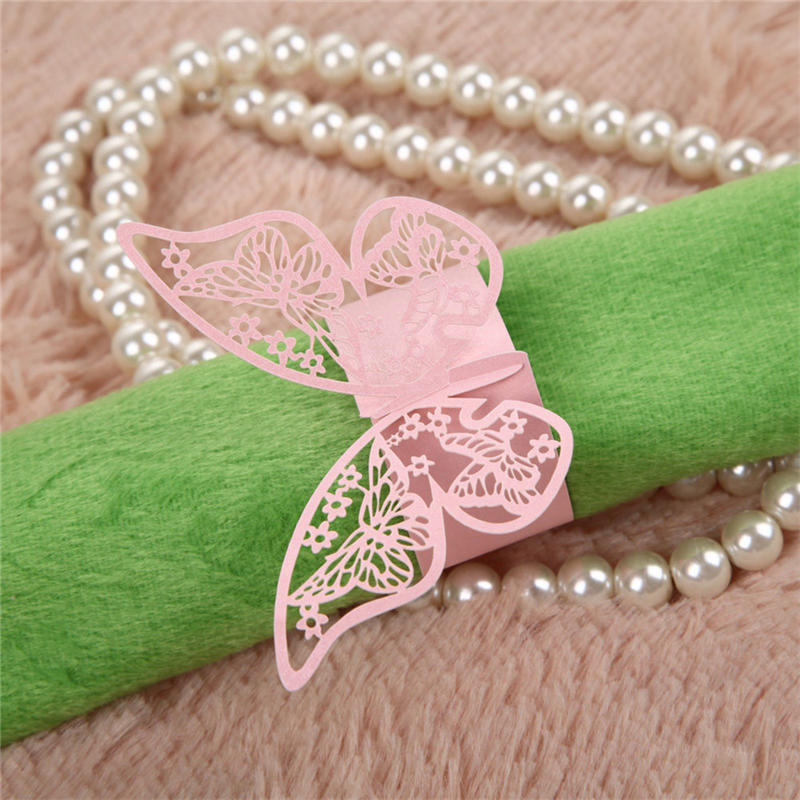 50 шт., кольцо для салфеток с бабочкой, держатель для бумаги, настольная вечеринка, свадебные сувениры, банкет