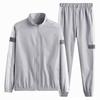 2Pcs/Set Men Sportswear Set Patchwork Color Stand Collar Long Sleeve Zipper Placket Jacket