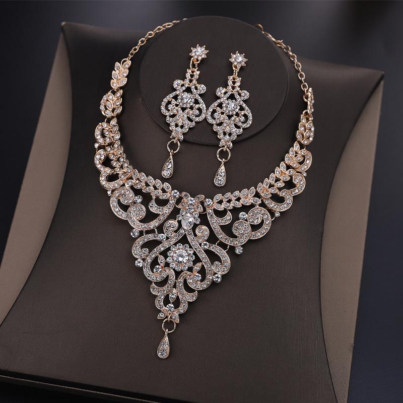 Комплекты ювелирных изделий в стиле барокко с геометрическим кристаллом из Дубая, женские серьги-гвоздики, чокеры, ожерелья, свадебные нигерийские африканские бусы, комплект ювелирных изделий