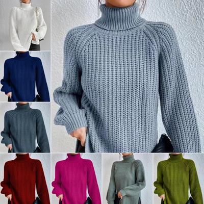 Зимний свитер с разрезом по бокам, морозостойкий эластичный простой повседневный свободный теплый пуловер, уличная одежда