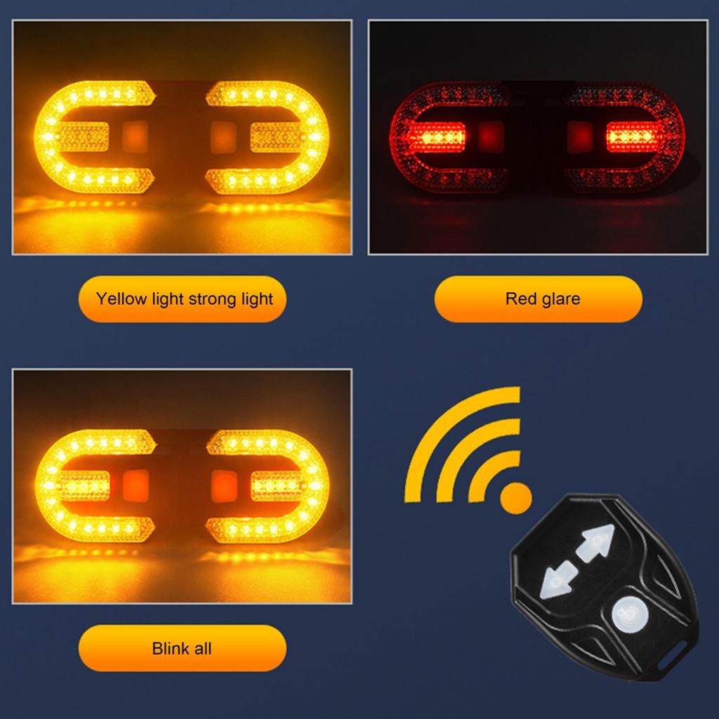 Bike Turn Signal Lights Rechargeable Led Turn Rear Lights Waterproof Bike Warning Lamps with Remote Control for Night