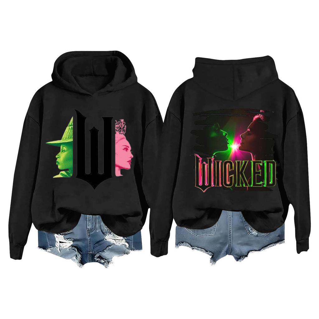 Женская модная повседневная кофта с длинными рукавами и принтом ведьмы с капюшоном