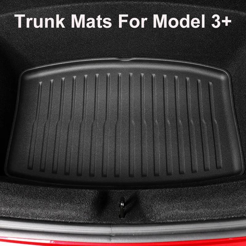 For Tesla Model 3+ 2024-2024 Upgrade TPE Front Storage Box Pad Rear Trunk Mat Waterproof Protective Liner Trunk Tray Floor Mat