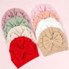 Solid Color Big Bow Hats Cotton Polyester Infant Headwear Cute Toddler Turban  Baby Girls Boys