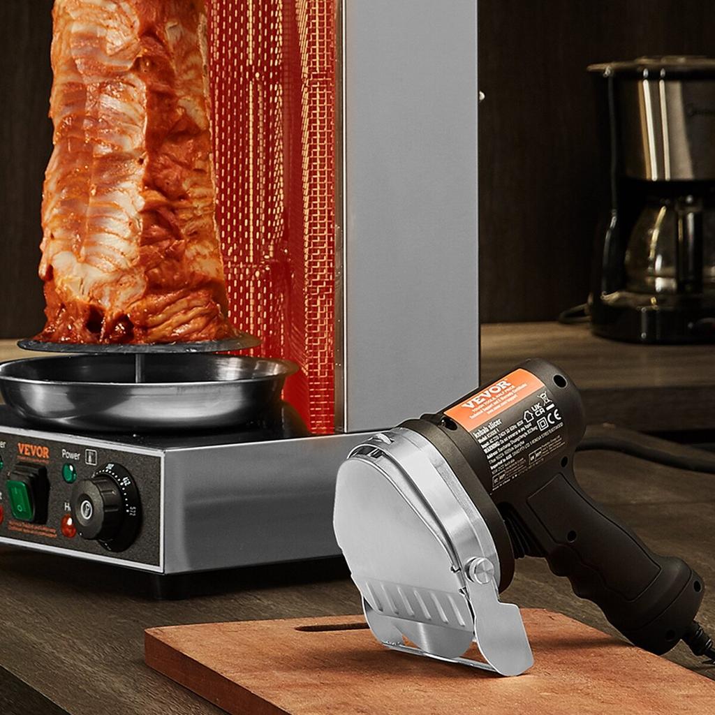 Electric Shawarma Knife Turkish Doner Kebab Meat Gyro Cutter with 2 Blades