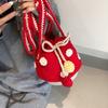 Pattern Delightful Mushroom Knitted Drawstring Bag For Children Unisex And Design Playful