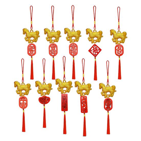 Подвеска '2026 год Лошади' Китайский Новый год Фэн-шуй Зодиакальный талисман Лошадь с кисточкой для Праздника Весны, зеркало заднего вида автомобиля, домашний декор