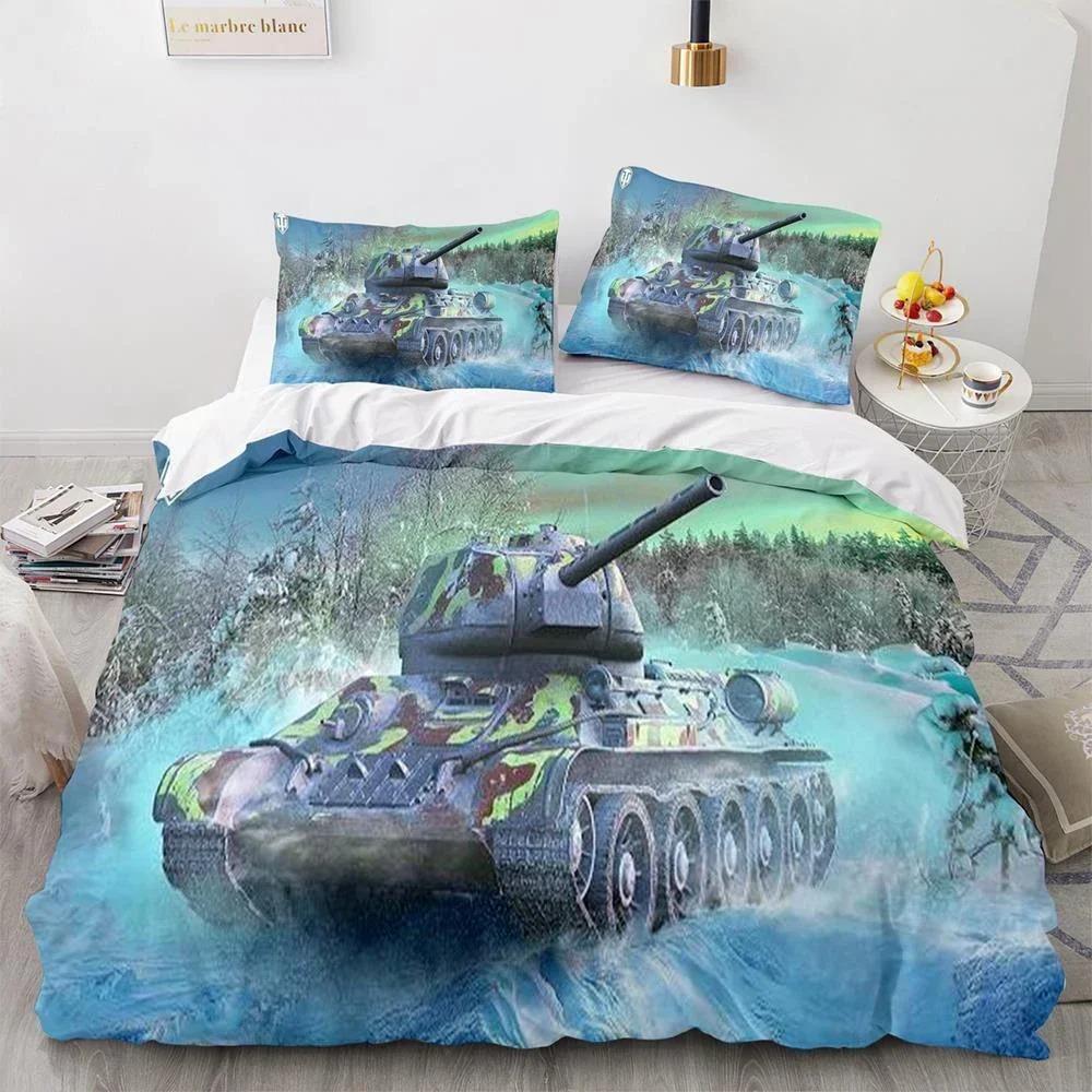 3D Печать World of Tanks Комплект постельного белья 3D Печатный Подходит для спальни Мягкий прочный Качественный Комплект пододеяльника С наволочками Дети Дети Домашний текстиль