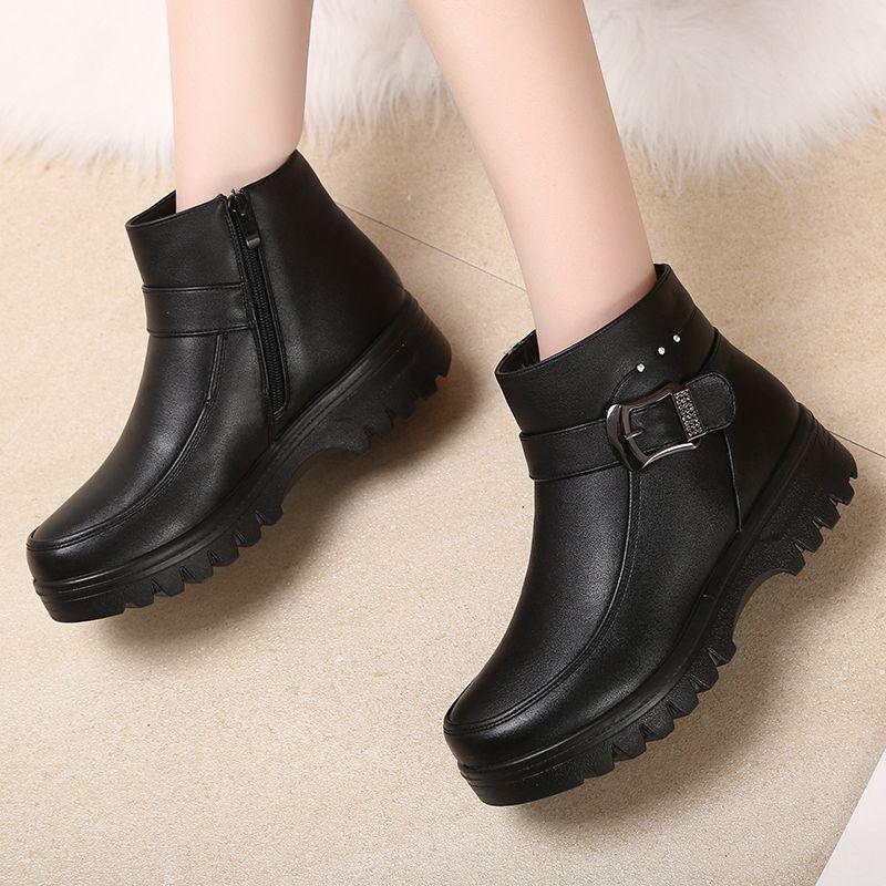 Snow Cotton Shoes for Women 2025 Winter New Warm Padded Platform Boots Non-slip Short Boots Elderly Black Ankle Boots Women
