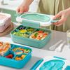 1350ML Lunch Box with Fork Spoon 5 Compartments Sauce Box Microwave Safe Food Grade School Students Bento Food Container Kitchen Supplies