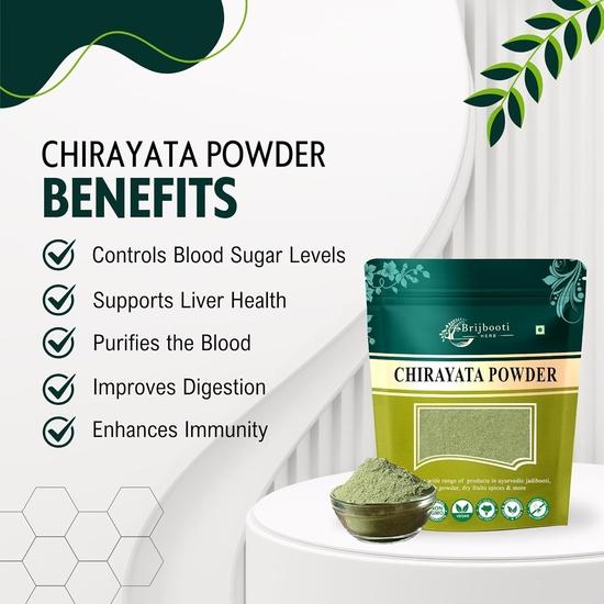 Brijbooti Chirayata Powder | chirata | Kirayata | Kalmegh | Bitterstick Powder| Pure & Natural | 100 Gm