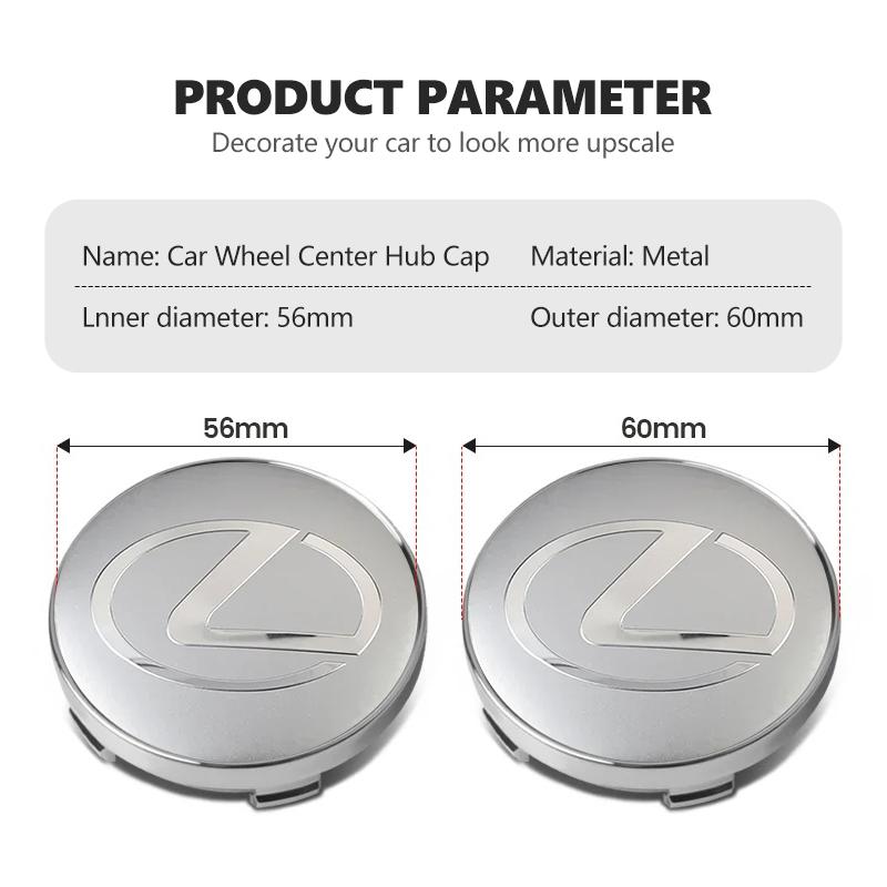 GEFF2 4pcs Car Badge Wheel Center Hub Cap Cover Accessories Auto Styling For Lexus CT ES GS NX IS250 RX350 IS200 LX570 UX250h CT200h