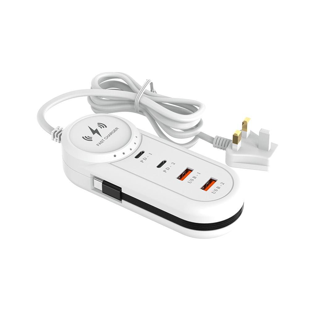 4-в-1 Зарядная станция Удлинитель USB C Быстрая зарядка Зарядное устройство для телефона Розетка для IPhone Samsung Xiaomi Huawei EU/US/UK Вилка Настенный адаптер