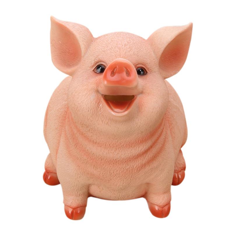 Children Cute Pig Piggy Bank Coin Saving Box Jar Desktop Resin Piggy Bank Coins Organizer Storage Box EURO Coins Deposit Tanks