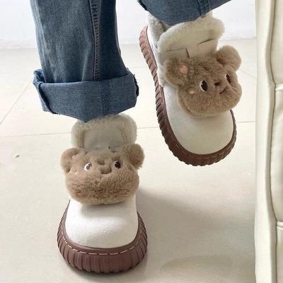 Милые пушистые утепленные теплые сноубутсы женские зима 2025 новая плюшевая хлебная хлопковая обувь женская.