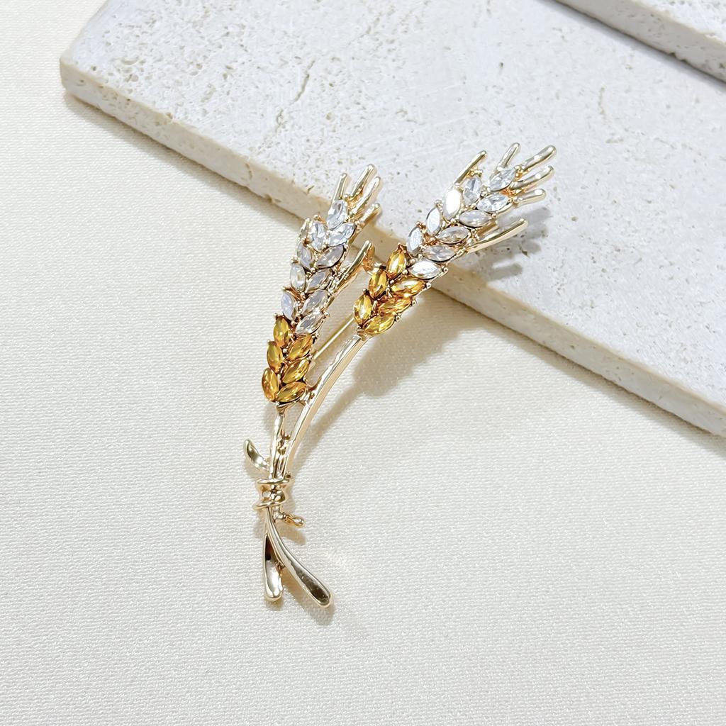 Изысканная брошь с кристаллами в виде колоса пшеницы, модный простой костюм, пальто, одежда, корсажная булавка с аксессуарами