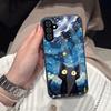 Case for Samsung Galaxy S26 FE Anime Black Cat Starry Cloud Print Phone Cover Acrylic Hard Back Shell With Flexible TPU Edge