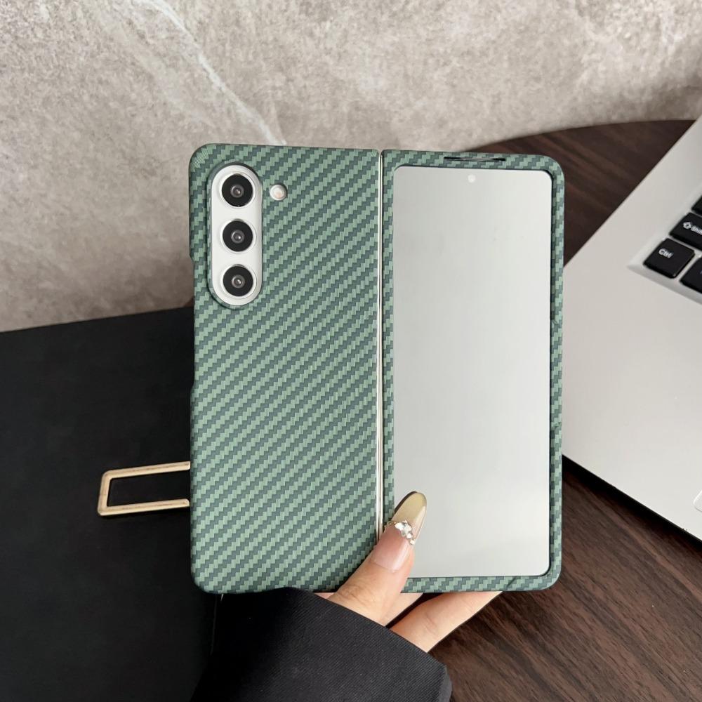 For Magsafe Carbon Fiber Leather Phone Case for Samsung Galaxy Z Fold 7 6 5 4 3 5G Protecting Magnetic Wireless Charging Cover