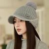 Женская осенне-зимняя толстая меховая вязаная шапка с шариками, однотонная бейсболка