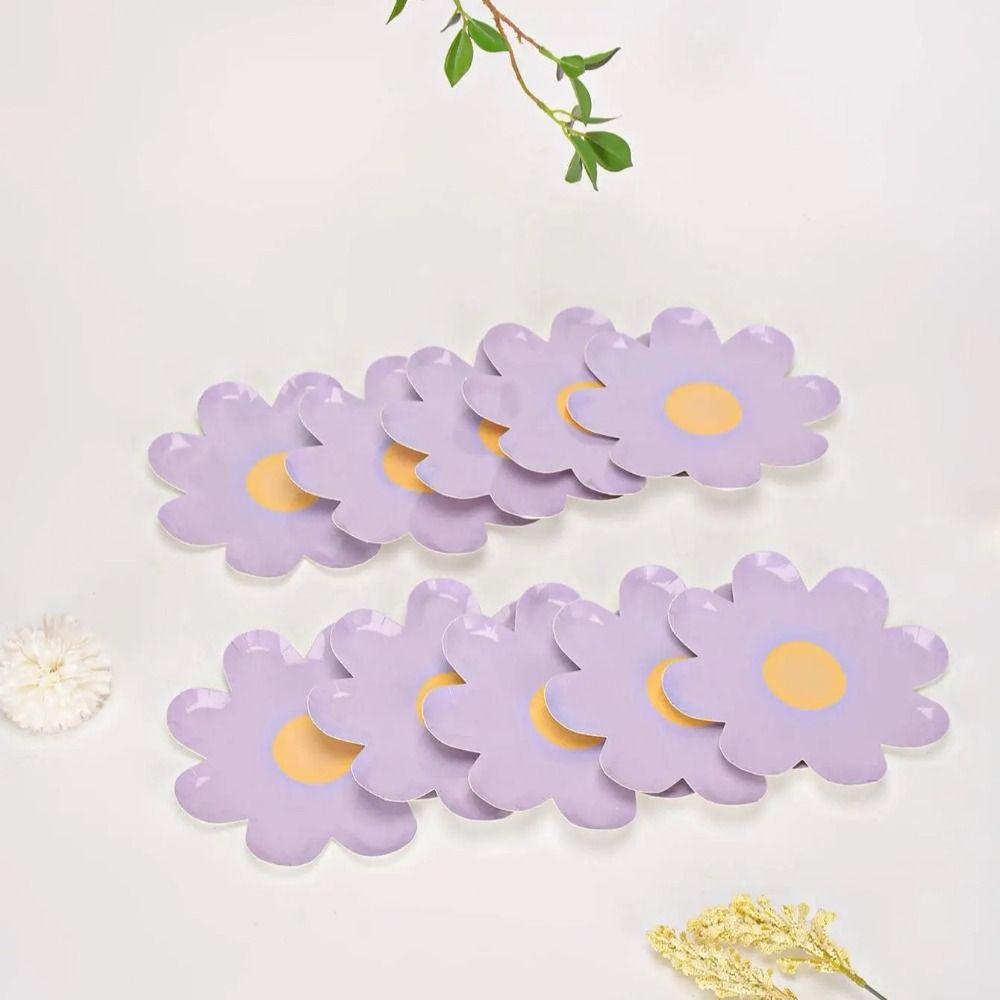 10 шт. одноразовая посуда для пикника в виде ромашки маленькая бумажная тарелка для торта новая тарелка для ужина в виде цветка