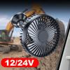 12V/24V USB Car Dashboard Cooling Fan with Suction Cup Windshield Desk Fan 360 Degree All-Round Car Air Fan for Car Truck SUV RV