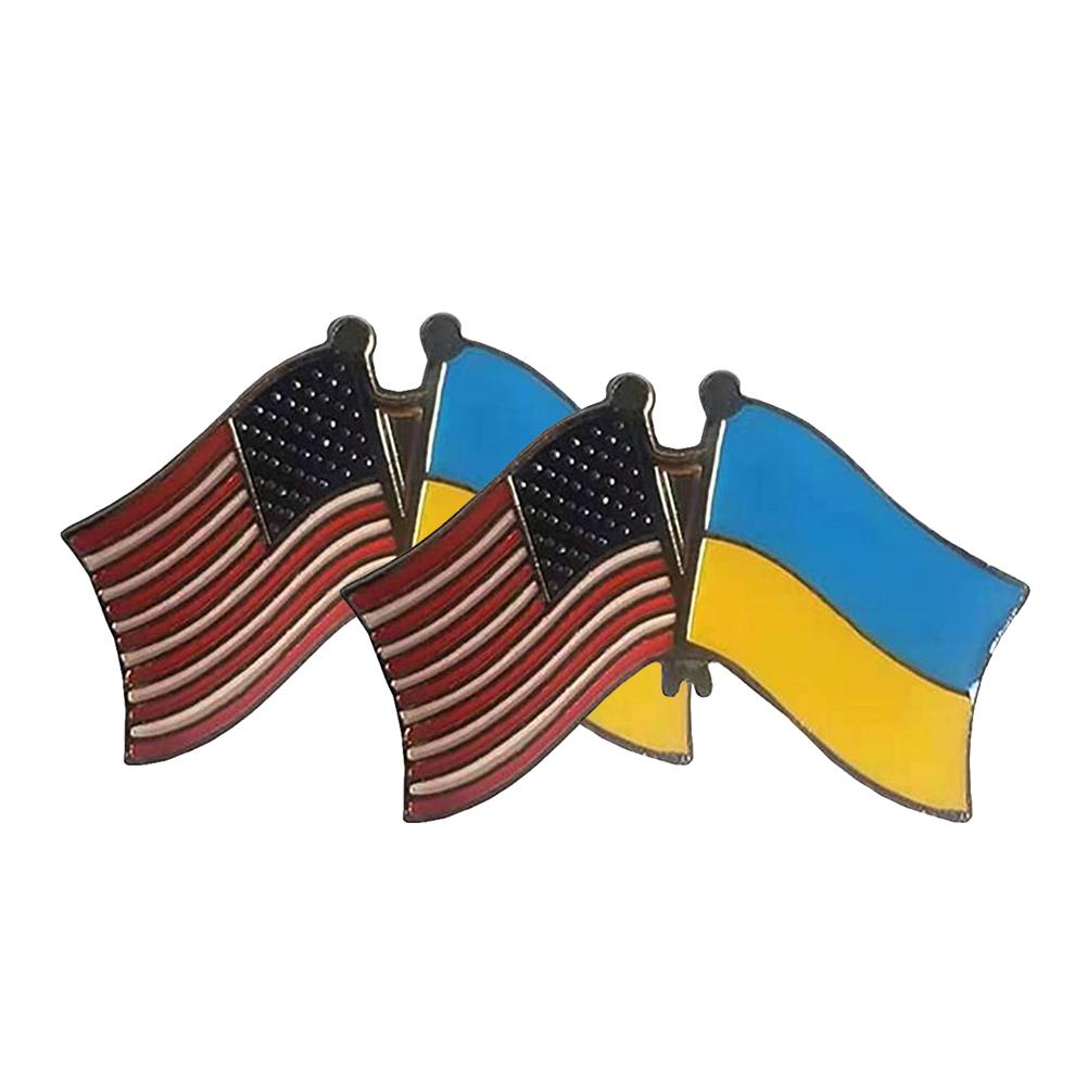 2Pcs 2022 Ukraine Flag Lapel Pin Badges National Waving Flag Pins Metal Flag Badge Pins Brooch Souvenir