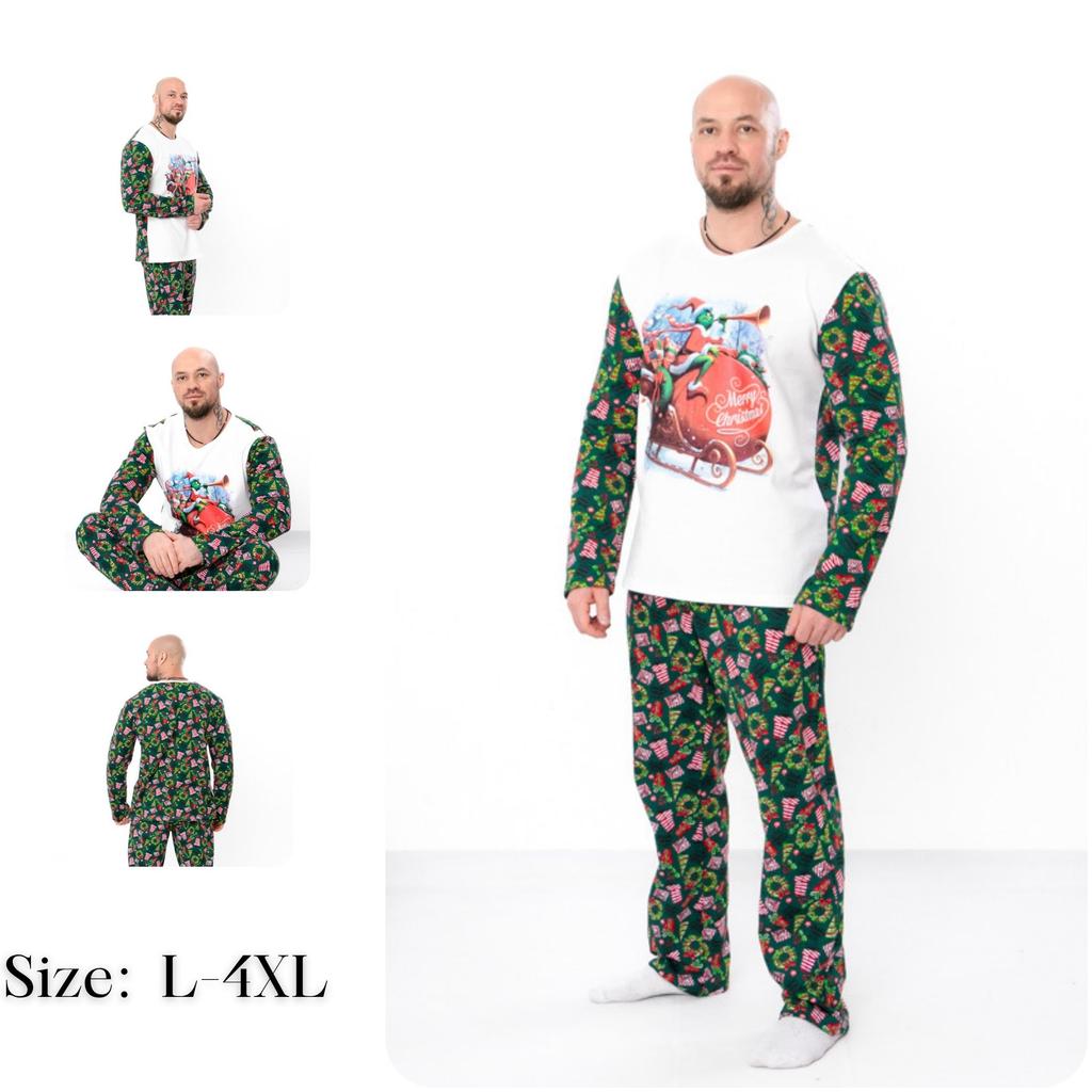 Pajama Set (men) – Warm Top & Pants with New Year Print, Winter, 8625-3 HC