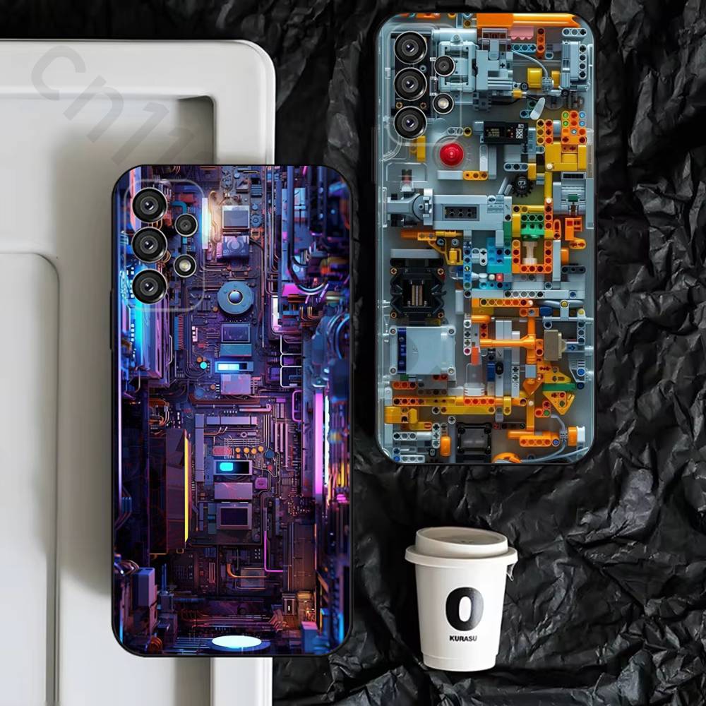 Креативный чехол для телефона с печатной платой для Samsung S9, S10, S20, S10, S21, S25, S24, S23, Ultra, FE, Plus, Lite, Мягкий силиконовый черный чехол