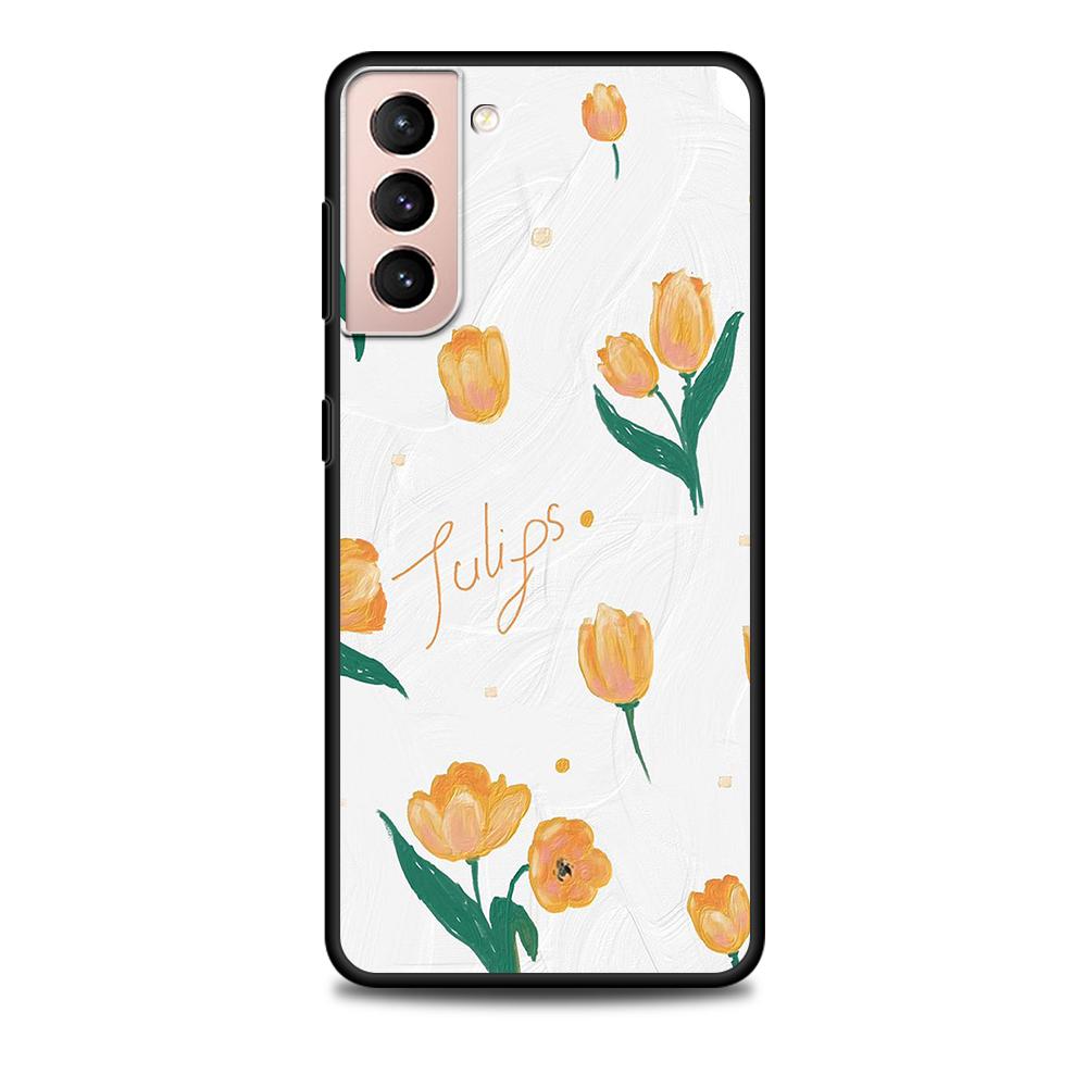 Чехол с изображением цветов в стиле ретро для Samsung Galaxy S22 Ultra, чехол для телефона S21 S20 FE S10 S9 S8 Plus S10e S7 Edge, черный мягкий