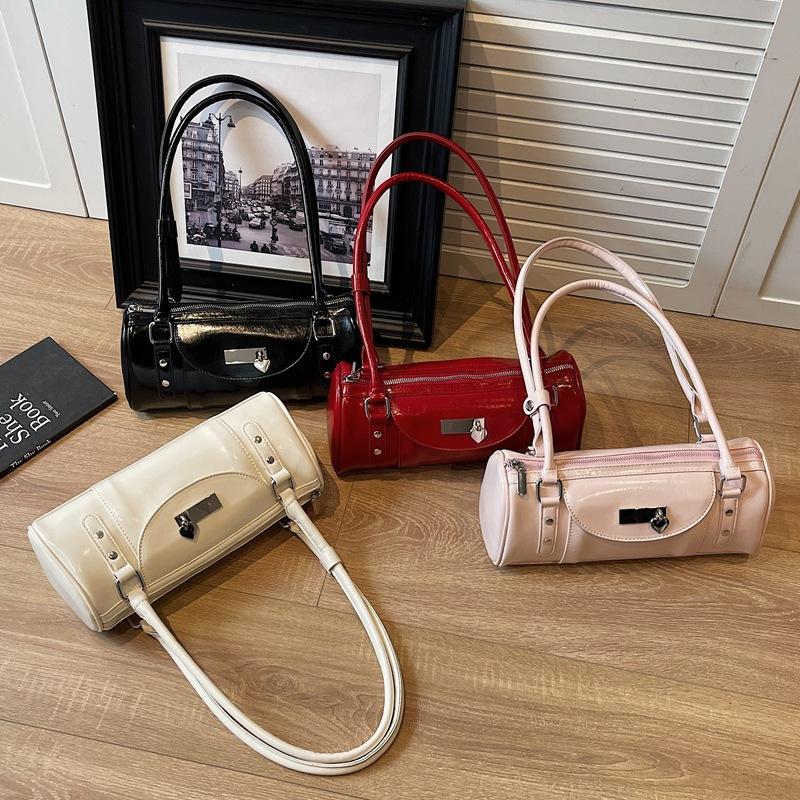 Нишевая сумка-боулинг женская 2025 лето новая мода простая Spice girl для通勤 через плечо мессенджер женская сумка