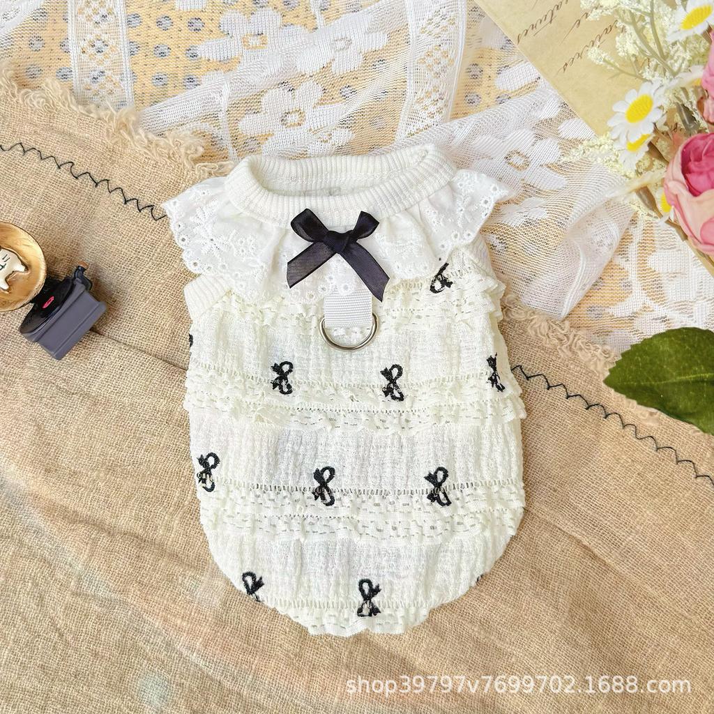 Весна и Лето Дышащий Кружевной Жилет для Торта Одежда для Домашних Животных Собака Собака Кошка Одежда для Кондиционирования Подтяжки Бишон Тедди Собака