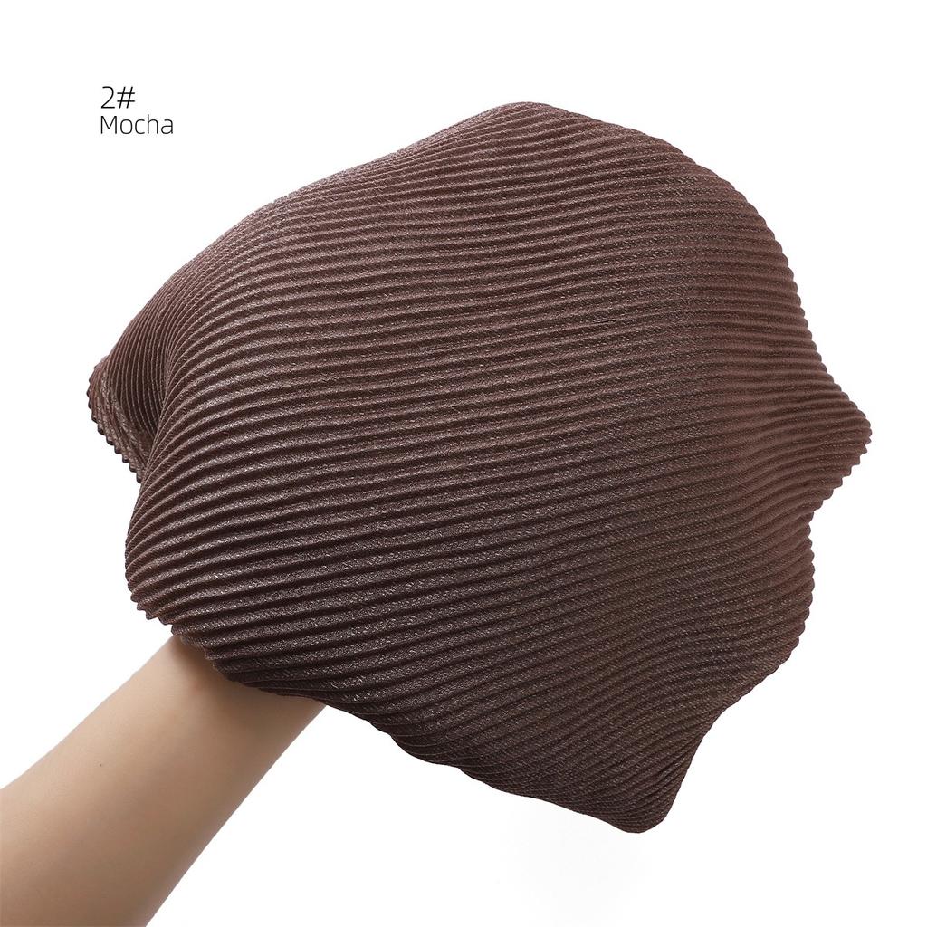 High Quality Breathable Women's Shiny Pleated Hijab Scarf Fashion Polyester Golden Sliver Crinkle Head Wraps Islamic Turban