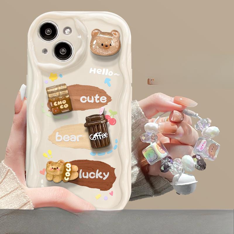 Подвеска в виде кофейного медведя для мобильных телефонов Apple 16 и iPhone 13, трехмерная силиконовая мягкая оболочка 12mini
