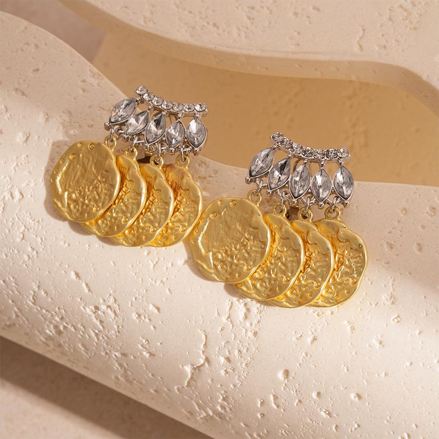 Серьги-подвески с геометрическим ажурным круглым кулоном 'Серебряная игла' в европейском и американском преувеличенном стиле для женщин.