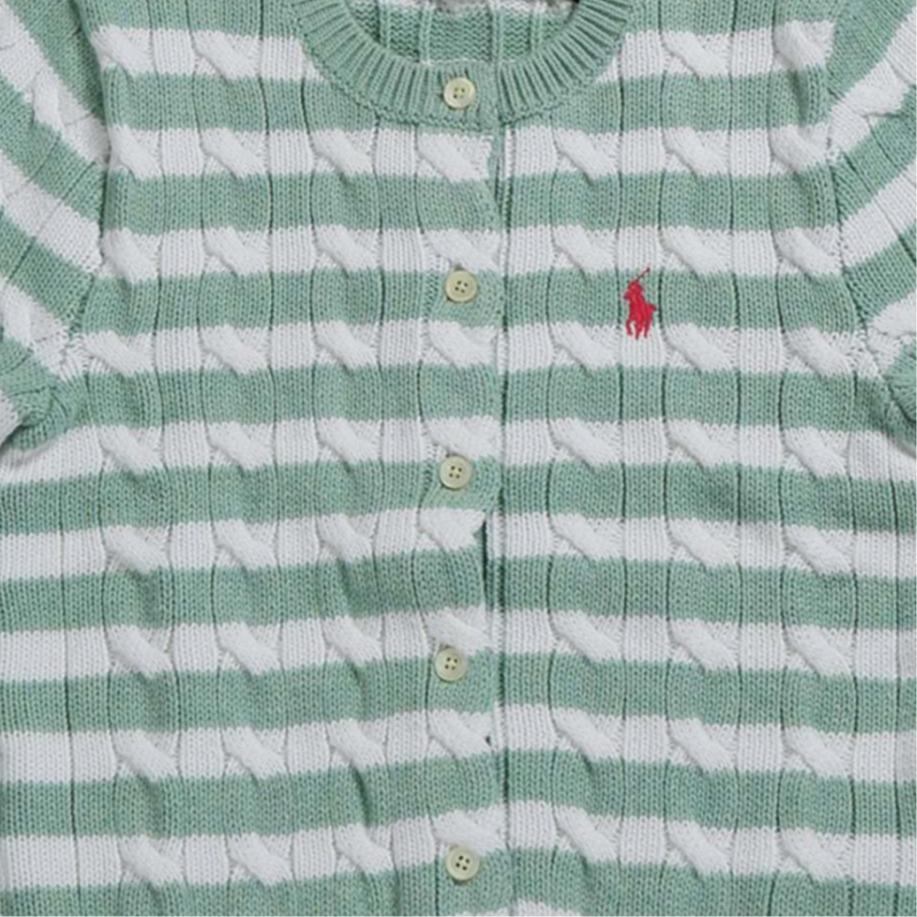 Polo Ralph Lauren Логотип Приталенный Краткий рукав Вязаный топ Женские топы Зеленый 211965757-001