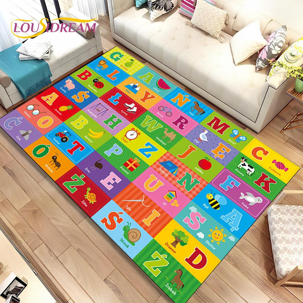 ABC мультфильм детская игровая комната алфавит детский коврик для раннего образования, ковер для гостиной, спальни, дивана, нескользящий коврик