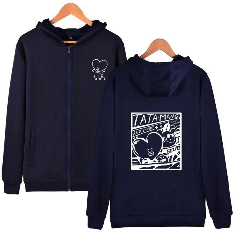 Zipper Bts Sweatshirt Bt21 Bangtan Boys Tata Casual Sweatershirt Kpop Hoodie