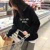 Новые осенне-зимние серые женские худи Топ Оверсайз Пуловер Толстовка Женская с длинным рукавом Круглый вырез Принт с буквами
