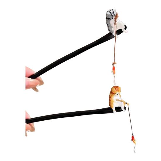 Палочка для волос Кот Рыбалка Декор Палочка для волос в китайском стиле Легкий дизайн-зажим Женская Заколка для волос Аксессуары для волос