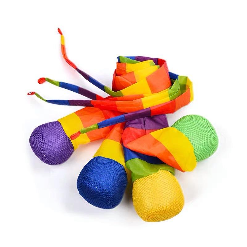 Rainbow Tail Ball Eco-Friendly Fabric Sandbag Meteor Ball Safe Catch Tail Ball Kindergarten School Sensory Training Kid Soft Toy