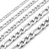 3 мм-7 мм мужская мода из нержавеющей стали, ожерелье-цепочка Фигаро, 18-26 дюймов