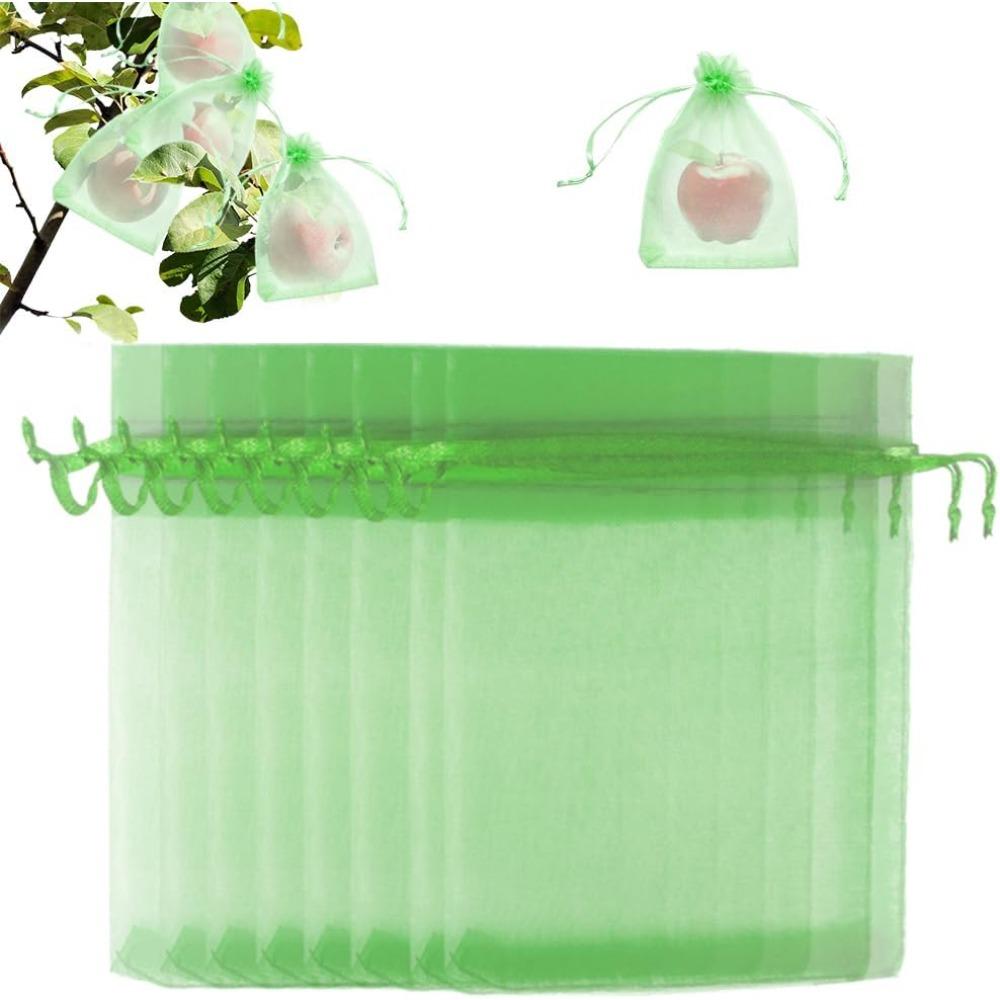 100Pcs Drawstring Fruit Protection Bags, Mesh Garden Covers (4 * 6 in) | Protects fruit from birds, insects pests