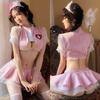 Sexy Sex Uniform Seduction Pink Small Breast Nurse Uniform Suit Open No-Take Passion Clothes Cosplay