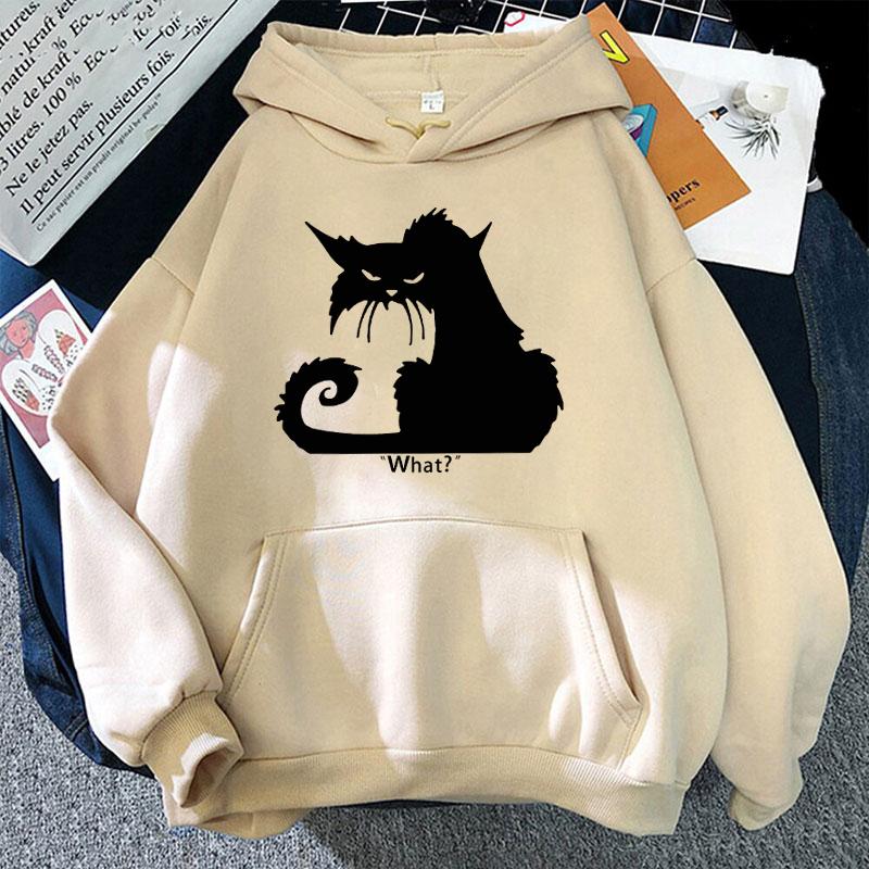 Кот Что? Толстовки с принтом Унисекс/Женские толстовки Повседневная толстовка с капюшоном Индивидуальный пуловер(Отправка в течение 48 часов)